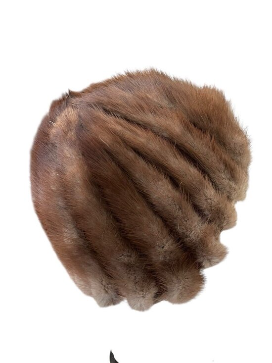 Real Mink Fur Ribbed Beanie Hat Lined Union Made USA One Size Cap Stretch